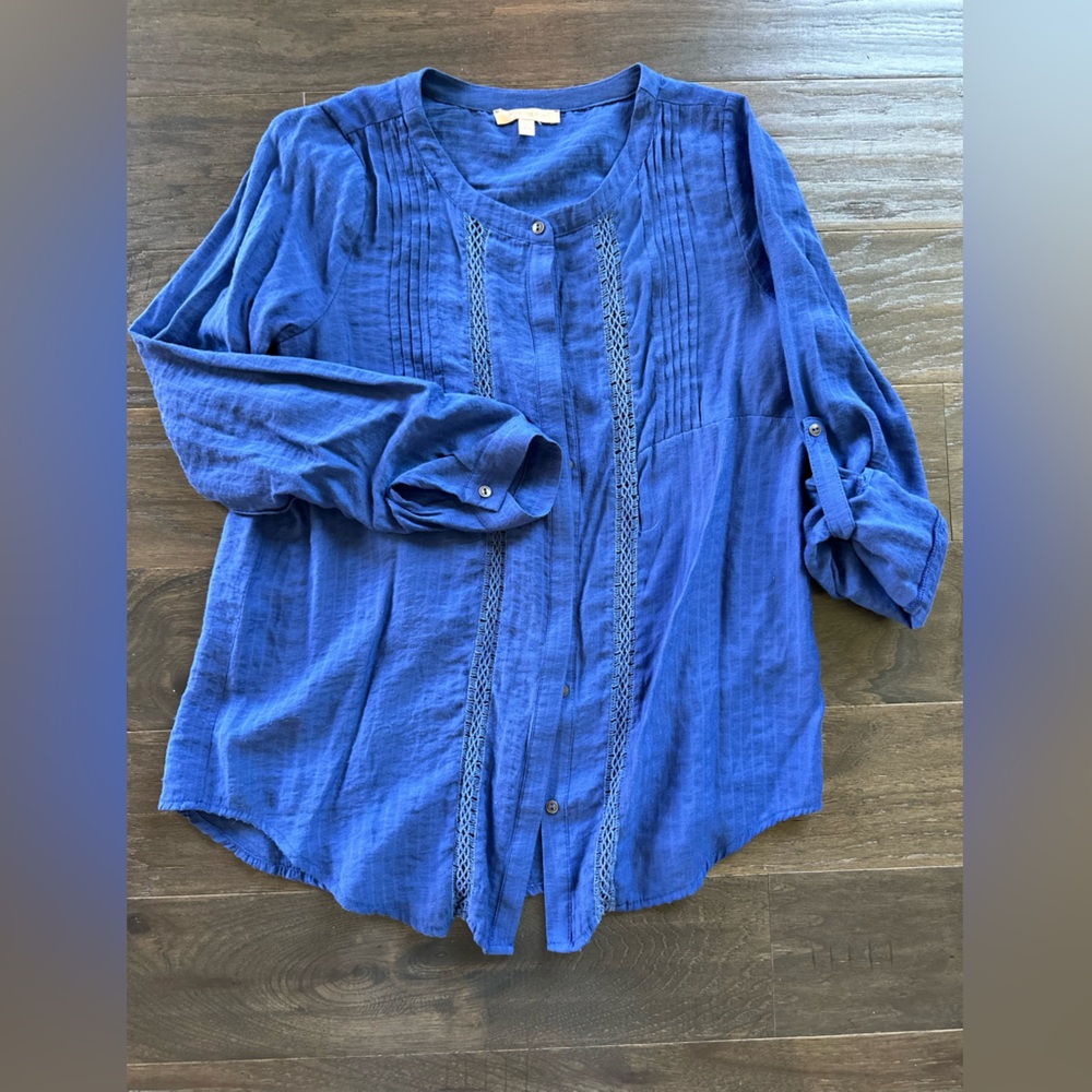 Cobalt blue long sleeve blouse